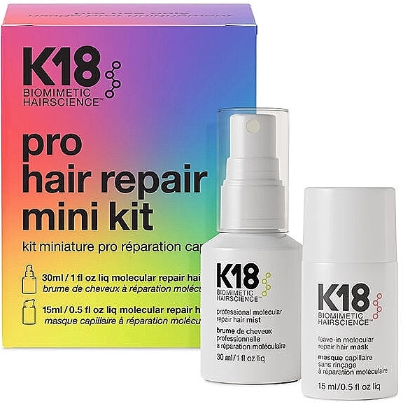 Zestaw - K18 Hair Pro Repair Mini Kit (h mist 30 ml + h mask 15 ml) — Zdjęcie N1