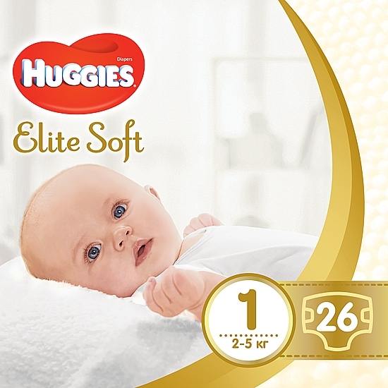 Pieluchy Elite Soft 1, 2-5 kg, 26 szt. - Huggies  — Zdjęcie N1