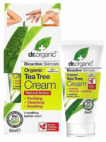Kojący krem do ciała z olejkiem z drzewa herbacianego - Dr Organic Bioactive Skincare Tea Tree Cream — Zdjęcie N1