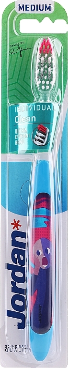 Szczoteczka do zębów, średnia Individual Clean, niebieska z wzorem - Jordan Individual Clean Medium — Zdjęcie N1
