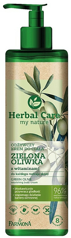 Odżywczy krem do ciała zielona oliwka - Farmona Herbal Care Green Olive Nourishing Body Cream — Zdjęcie N1