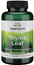 Suplement diety Liść tymianku, 500 mg, 120 kapsułek - Swanson Thymeleaf — Zdjęcie N1