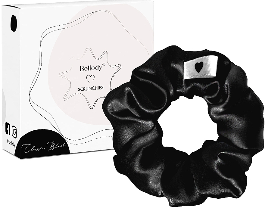 Gumka do włosów, classic black, 1 szt. - Bellody Original Silk Scrunchie — Zdjęcie N1