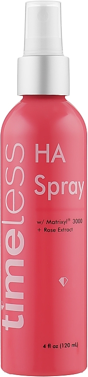 Spray do twarzy i ciała z kwasem hialuronowym i ekstraktem z róży - Timeless Skin Care HA+C Matrixyl 3000 — Zdjęcie N1
