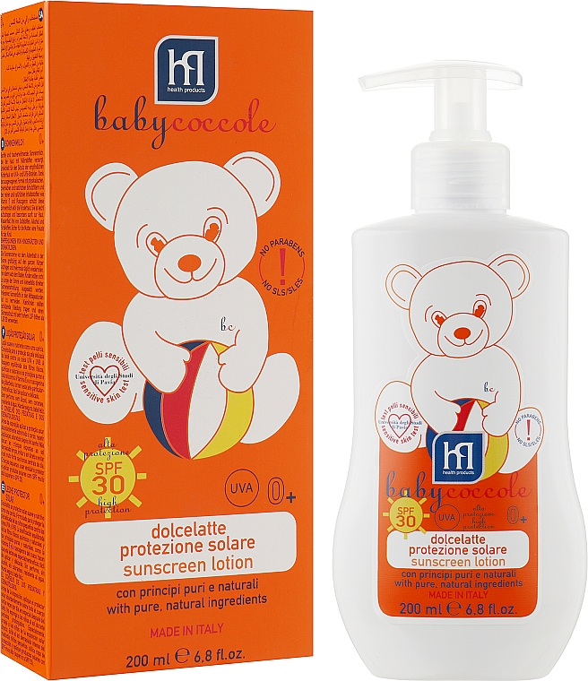 Ochronny balsam z filtrem przeciwsłonecznym dla dzieci SPF 30 - Babycoccole Sunscreen Lotion — Zdjęcie N1