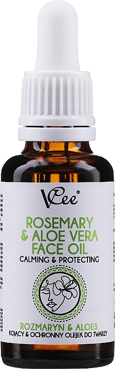 Kojący i ochronny olejek do twarzy Rozmaryn i aloes - VCee Rosemary & Aloe Face Oil Calming & Protecting  — Zdjęcie N1