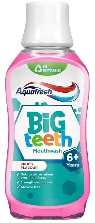 Płyn do płukania jamy ustnej o owocowo-miętowym smaku - Aquafresh Big Teeth 6+ Years Fruity Mint Flavour — Zdjęcie N1