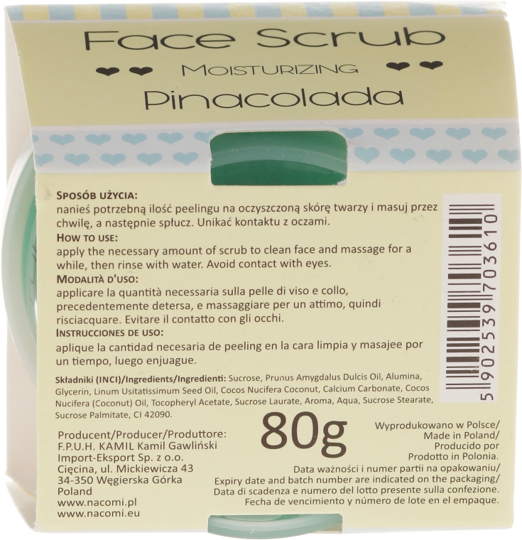 Nawilżający peeling do twarzy i ust Piña colada - Nacomi Moisturizing Face & Lip Scrub Pinacolada — Zdjęcie N3