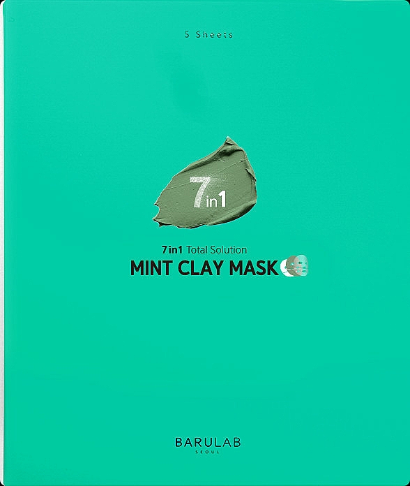 Kojąca maseczka w płachcie z glinką - Barulab 7in1 Total Solution Mint Clay Mask — Zdjęcie N1