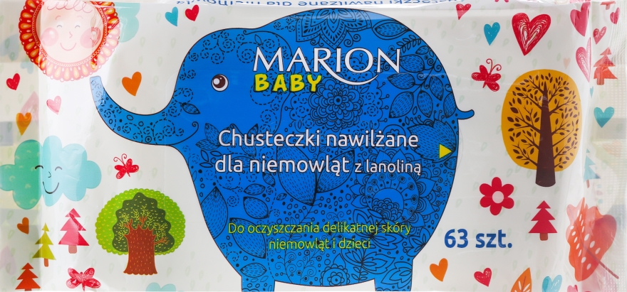Chusteczki nawilżane dla niemowląt z lanoliną, 63 szt. - Marion — Zdjęcie N1