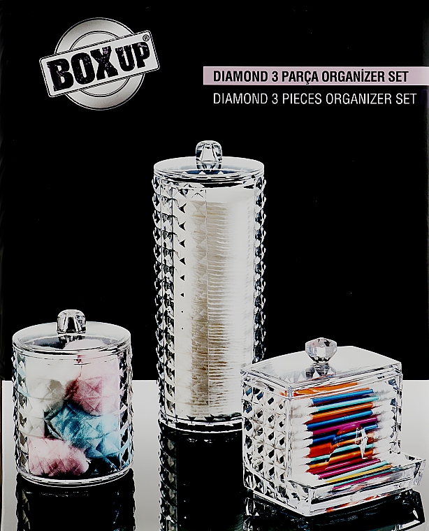 Zestaw trzech organizerów na kosmetyki Diament - BoxUp — Zdjęcie N2