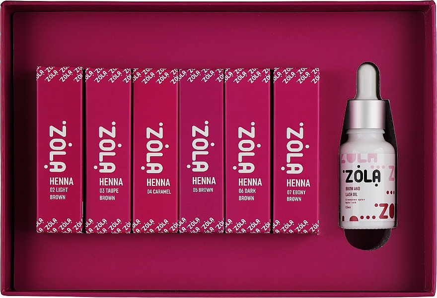 Zestaw - Zola Henna Box (brow/henna/6*5g + brow/oil/15ml) — Zdjęcie N2