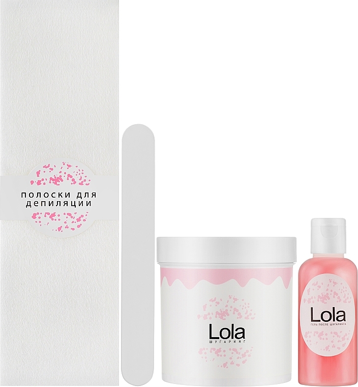 Zestaw do depilacji cukrowej - Lola (sug/paste/400 ml + strips/30 pcs + spat/1 pcs + gel/50 ml) — Zdjęcie N2