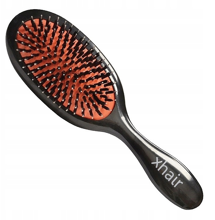 Szczotka do włosów, 22 x 7 cm, z naturalnym włosiem dzika, czarna - Xhair — Zdjęcie N1