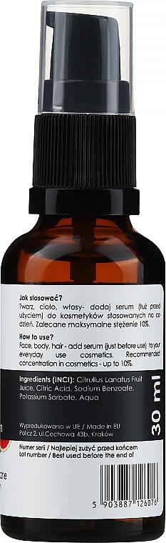 PRZECENA! Serum do twarzy, ciała i włosów z ekstraktem z arbuza - Your Natural Side Watermelon Organic Serum * — Zdjęcie N2