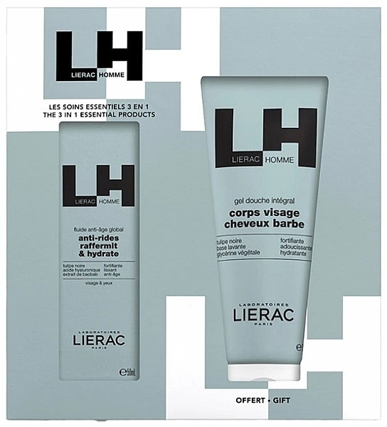 Zestaw - Lierac Homme (fluid 50 ml + gel 200 ml) — Zdjęcie N1