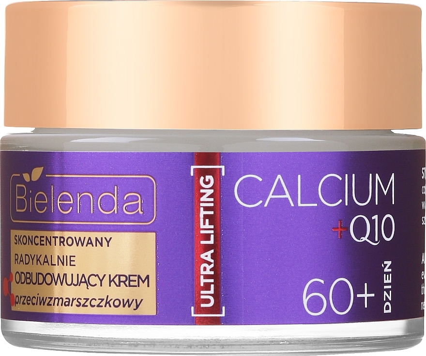 Skoncentrowany radykalnie odbudowujący krem przeciwzmarszczkowy na dzień 60+ - Bielenda Calcium + Q10 — Zdjęcie N1