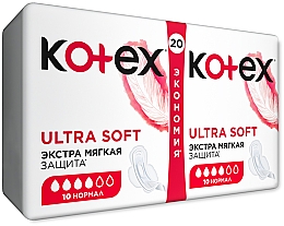 Podpaski higieniczne ultra, 20 szt. - Kotex Ultra Dry&Soft Normal Duo — Zdjęcie N2