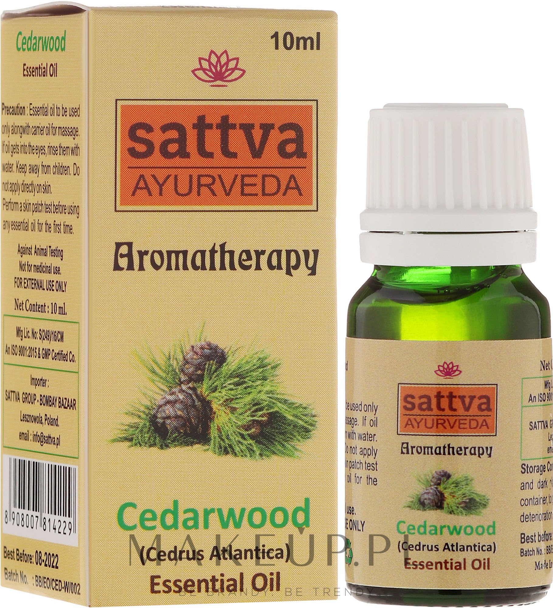 Olejek cedrowy - Sattva Ayurveda Aromatherapy Cedarwood Essential Oil — Zdjęcie 10 ml