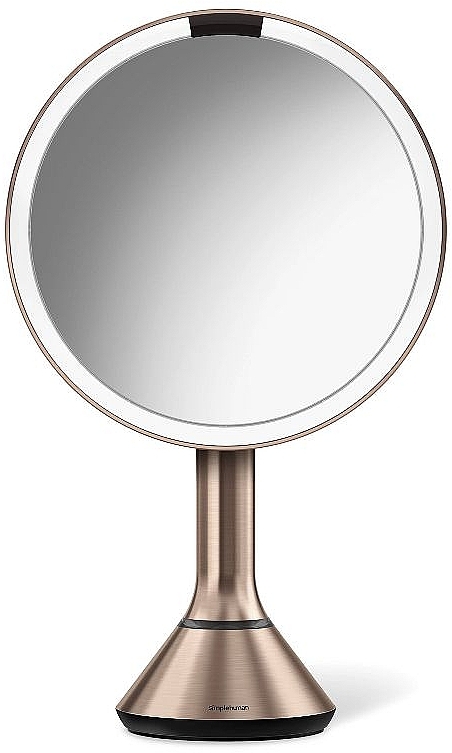 Lusterko dotykowe okrągłe, 20 cm - Simplehuman LED Light Sensor Makeup Mirror 5x Magnification Stainless Steel Rose Gold — Zdjęcie N1