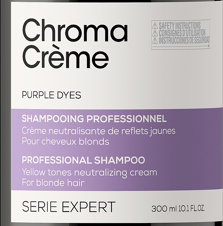 Szampon do włosów blond neutralizujący żółte tony - L'Oreal Professionnel Serie Expert Chroma Creme Professional Shampoo Purple Dyes — Zdjęcie N4