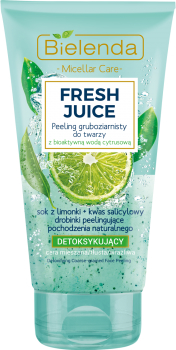 Detoksykujący peeling gruboziarnisty do twarzy z bioaktywną wodą cytrynową Limonka - Bielenda Fresh Juice — Zdjęcie N1