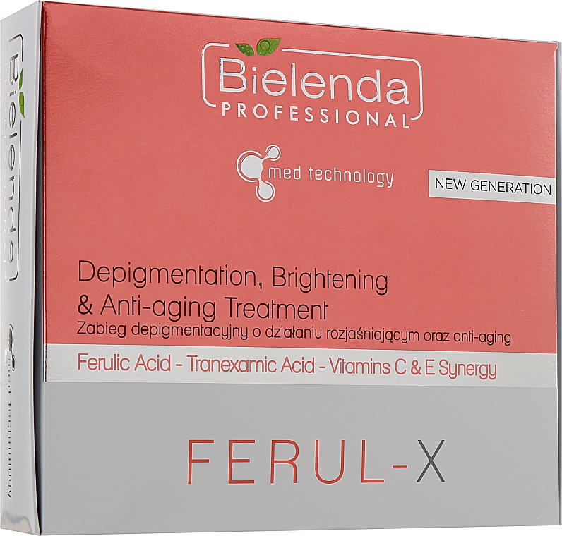 Zabieg depigmentacyjny o działaniu rozjaśniającym i anti-aging - Bielenda Professional Ferul-X — Zdjęcie N1
