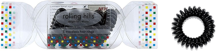 Gumki do włosów, czarne, 5 szt. - Rolling Hills 5 Traceless Hair Rings Cracker Black — Zdjęcie N1