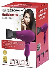 Suszarka do włosów, fioletowa - Esperanza EBH003P Hair Dryer Aurora — Zdjęcie N2
