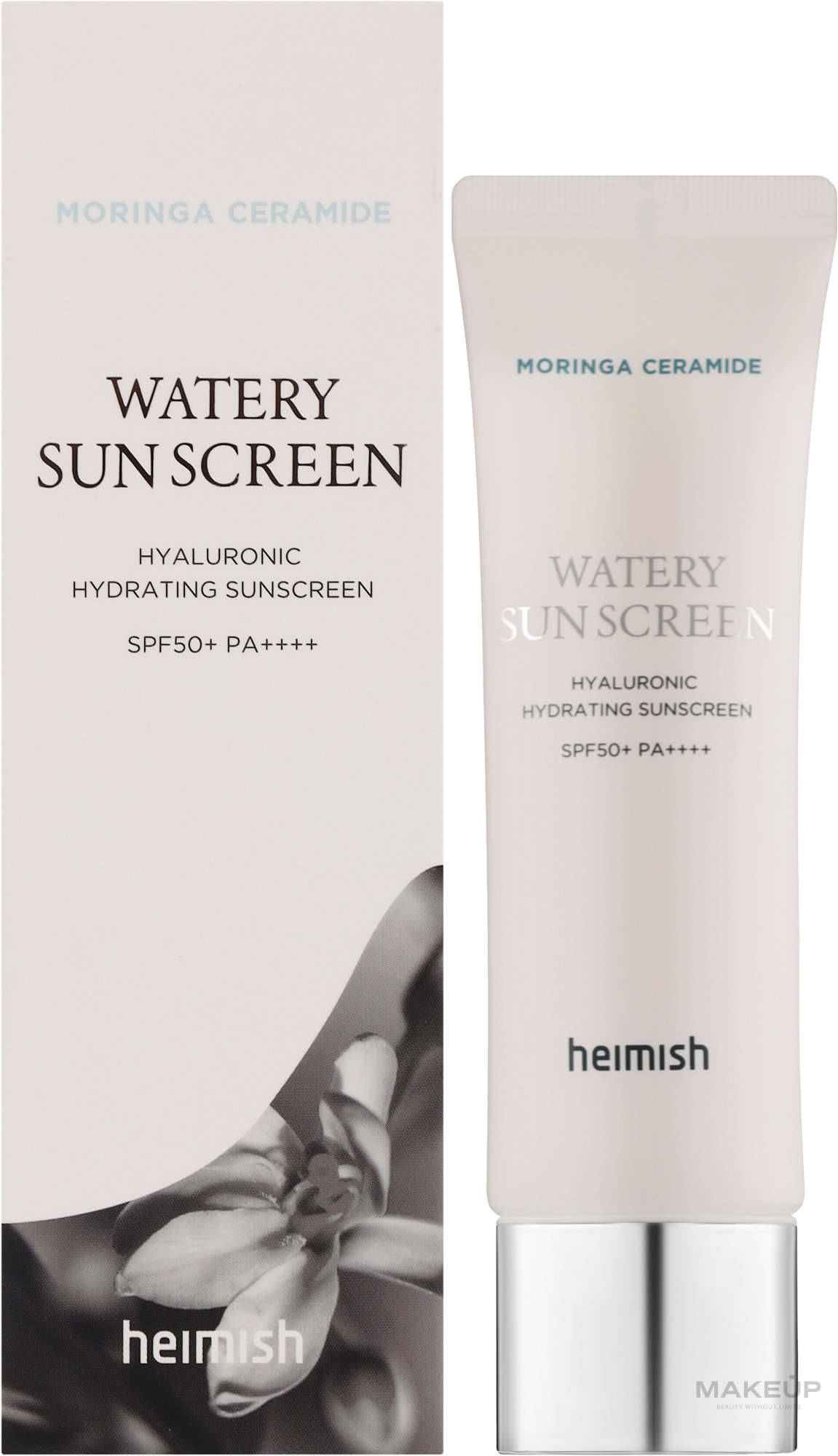 Wodoodporny krem przeciwsłoneczny do twarzy - Heimish Moringa Ceramide Watery Sunscreen SPF50+ PA++++ — Zdjęcie 50 ml