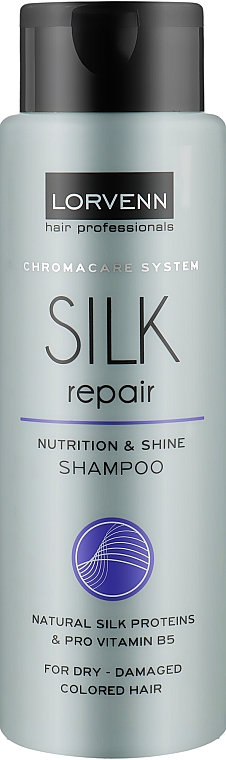Szampon do włosów suchych, zniszczonych i farbowanych - Lorvenn Silk Repair Nutrition & Shine Shampoo