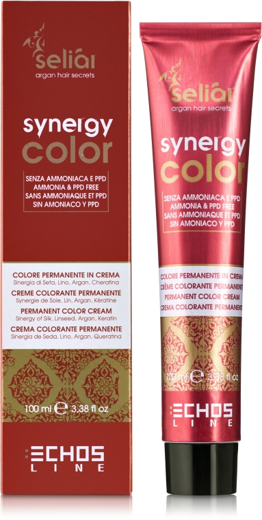 Kremowa farba do włosów bez amoniaku z arganem i keratyną - Echosline Seliar Synergy Color