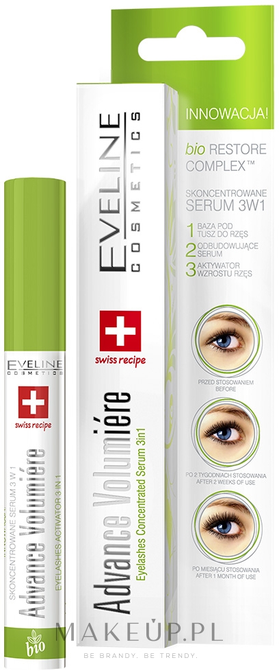 Skoncentrowane serum do rzęs 3 w 1 - Eveline Cosmetics Advance Volumiére — Zdjęcie 10 ml