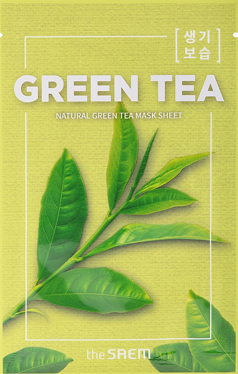 Kojąca maseczka w płachcie do twarzy z zieloną herbatą - The Saem Natural Mask Sheet Green Tea — Zdjęcie N1