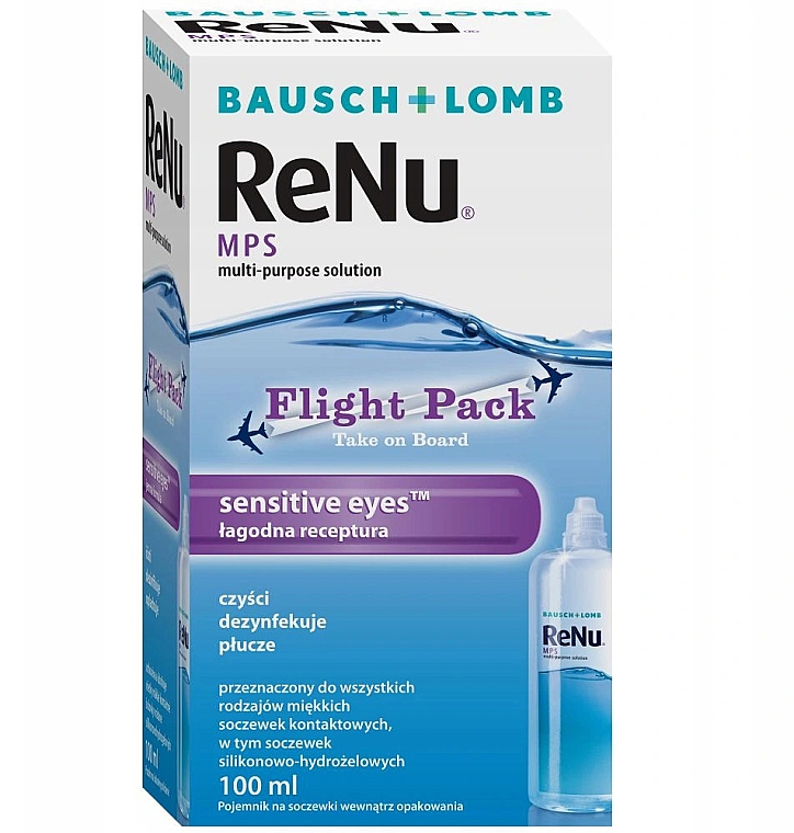 Płyn do soczewek, 100 ml - ReNu Bausch & Lomb MPS Sensitive Eyes — Zdjęcie N1