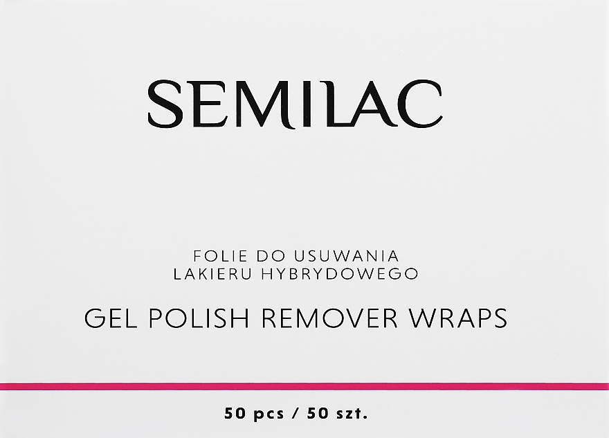 Folie do usuwania lakieru hybrydowego - Semilac Remover Wraps — Zdjęcie N1