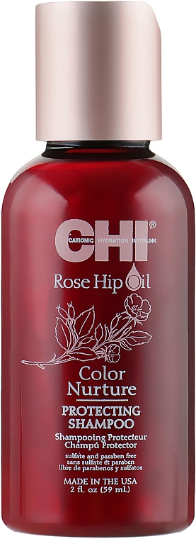 Szampon do włosów farbowanych z olejem z dzikiej róży i keratyną - CHI Rose Hip Oil Color Nurture Protecting Shampoo