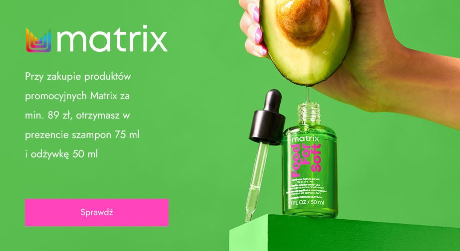 Przy zakupie produktów promocyjnych Matrix za min. 89 zł, otrzymasz w prezencie szampon 75 ml i odżywkę 50 ml.