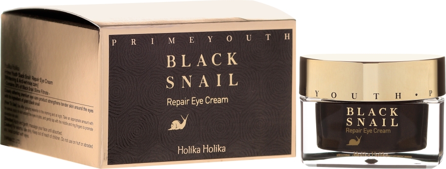 Regenerujący krem pod oczy ze śluzem czarnego ślimaka - Holika Holika Prime Youth Black Snail Repair Eye Cream — Zdjęcie N1