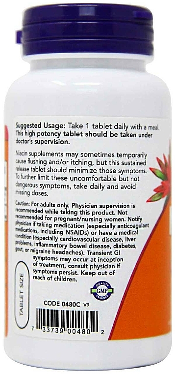 Niacyna B3 500 mg - Now Foods Niacin — Zdjęcie N3