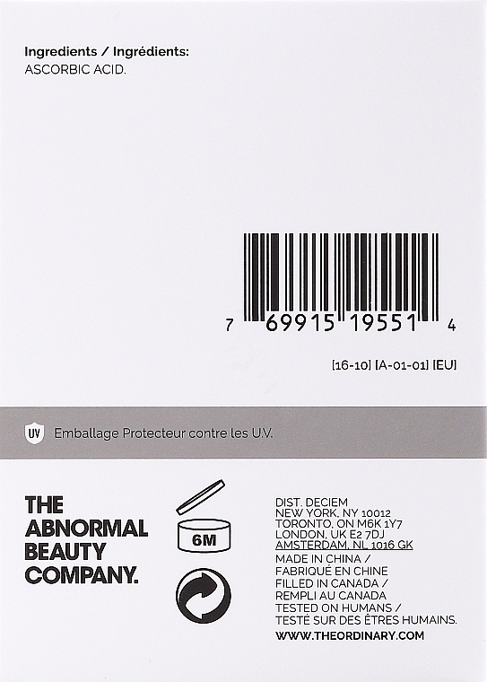 Witamina C w proszku - The Ordinary 100% L-Ascorbic Acid Powder — Zdjęcie N3
