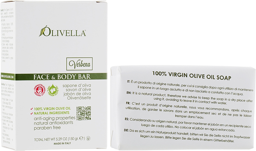 Mydło do twarzy i ciała na bazie oliwy z oliwek Werbena - Olivella Face And Body Bar Soap Verbena