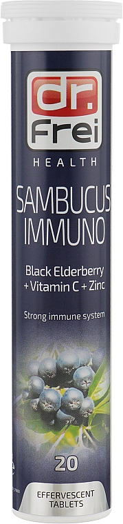 Tabletki musujące na odporność Czarny bez + wit. C + cynk - Dr. Frei Health Sambucus Immuno