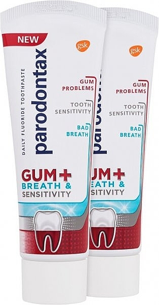 Zestaw - Parodontax Gums + Breath & Sensitive Teeth Toothpaste Duo (toothpaste/2x75ml) — Zdjęcie N1