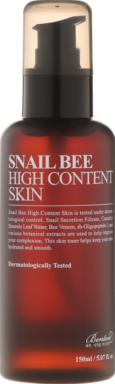 Tonik do twarzy z wysoką zawartością śluzu ślimaka - Benton Snail Bee High Content Skin