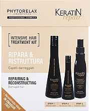 Kup Zestaw - Phytorelax Laboratories Keratin Repair Intensive Hair Treatment Kit (shm/250ml + h/milk/100ml + h/spray/150ml)