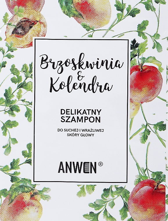 Delikatny szampon z brzoskwinią i kolendrą do suchej i wrażliwej skóry głowy - Anwen Peach and Coriander Shampoo (próbka) — Zdjęcie N1