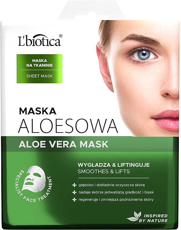 Maska aloesowa na tkaninie Oczyszcza i regeneruje - L'biotica — Zdjęcie N1