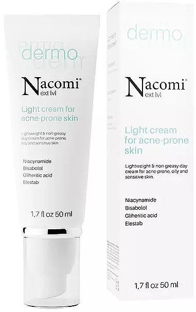 Lekki krem ​​do cery problematycznej - Nacomi Next Level Dermo Light Cream For Acne-prone Skin