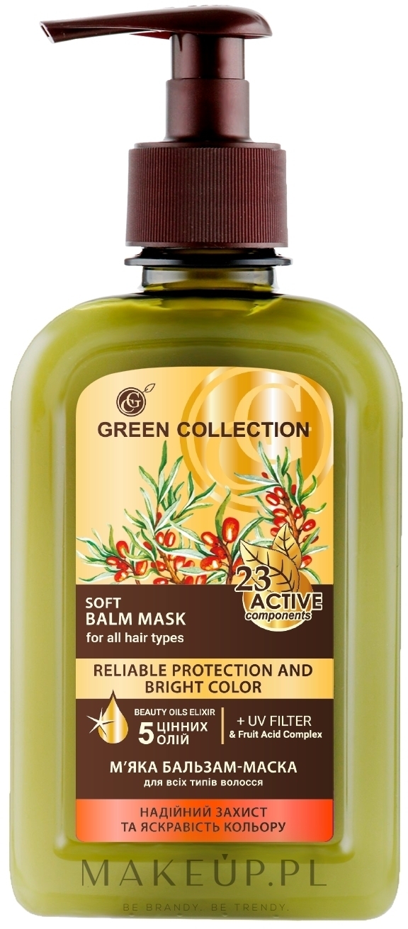 Delikatny balsam-maska ​​do włosów Niezawodna ochrona i rozjaśnienie koloru - Green Collection — Zdjęcie 290 ml